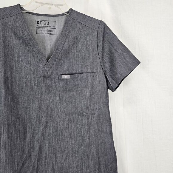 FIGS Graphite Grey Catarina One-Pocket Scrub Top Short Sleeve Women's Medium - Picture 3 of 7